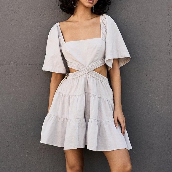 Free People Cross Of Sunlight Mini Dress in Pebbles - Picture 2 of 8